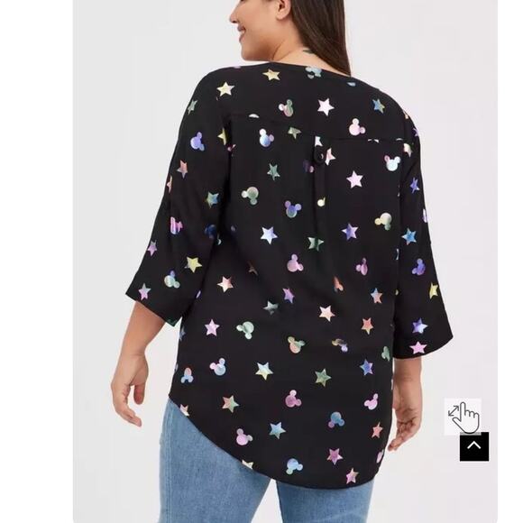 Torrid 3 (3X 22/24) Disney Mickey Mouse Stars Harper Georgette Long Tunic Blouse - Picture 5 of 7